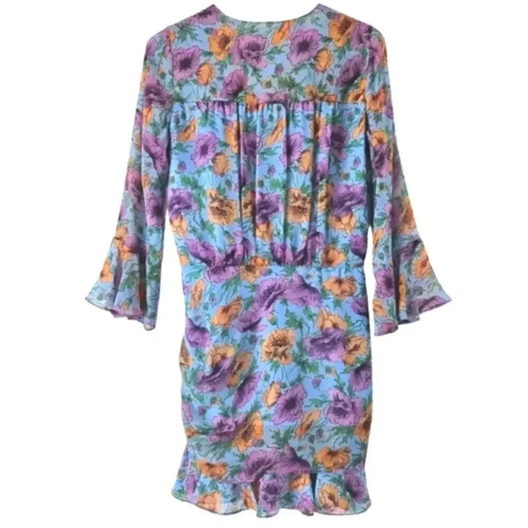 NWT Veronica Beard Sean Floral Printed Ruched Silk Dress Size 8 - Picture 7 of 11